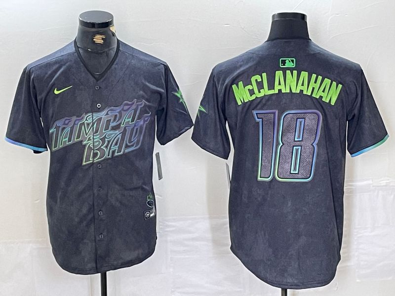 Men Tampa Bay Rays #18 McClanahan Nike MLB Limited City Connect Black 2024 Jersey style 5->->MLB Jersey